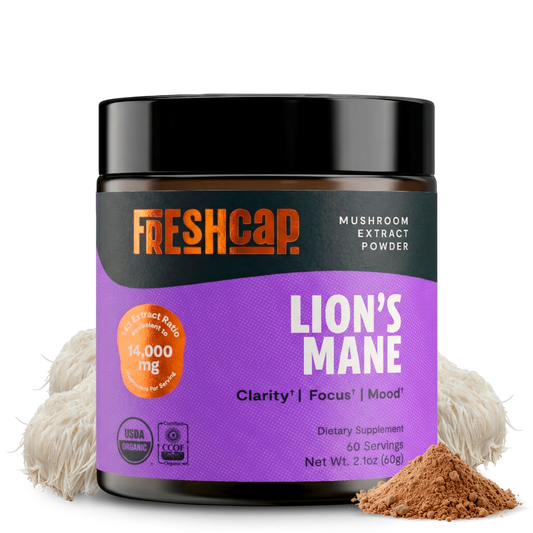 Organic Lion’s Mane mushroom powder jar