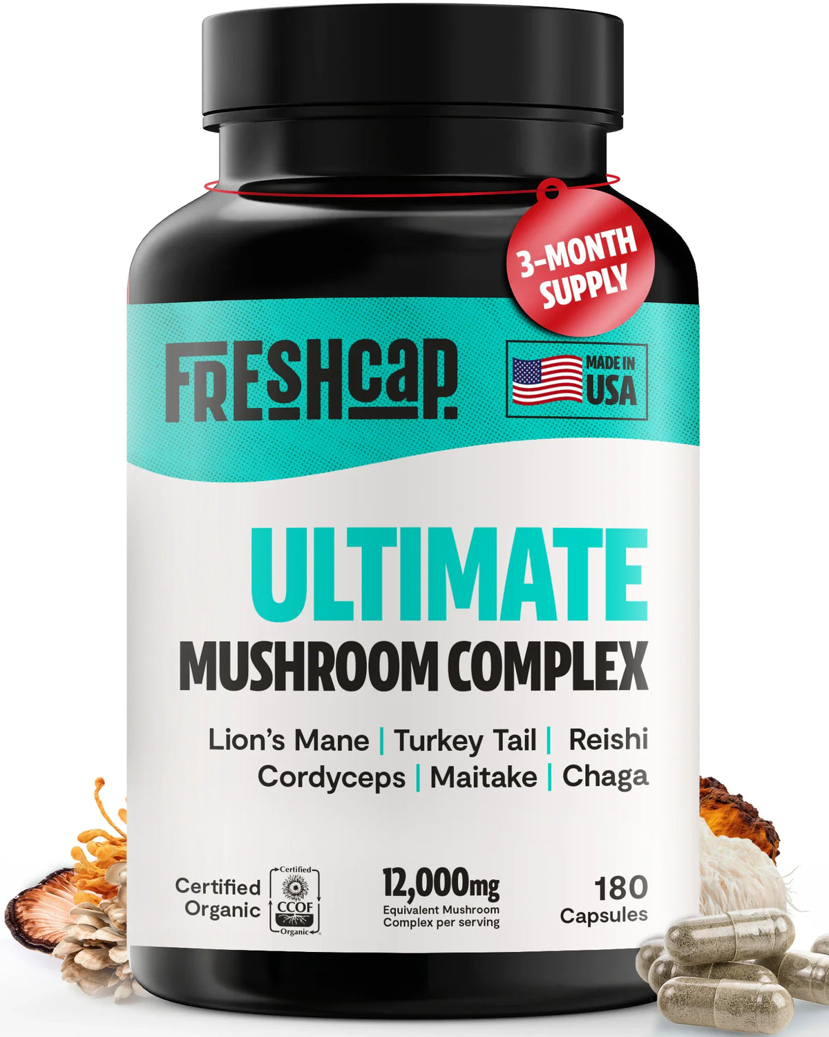 Organic Six-Mushroom Complex Capsules