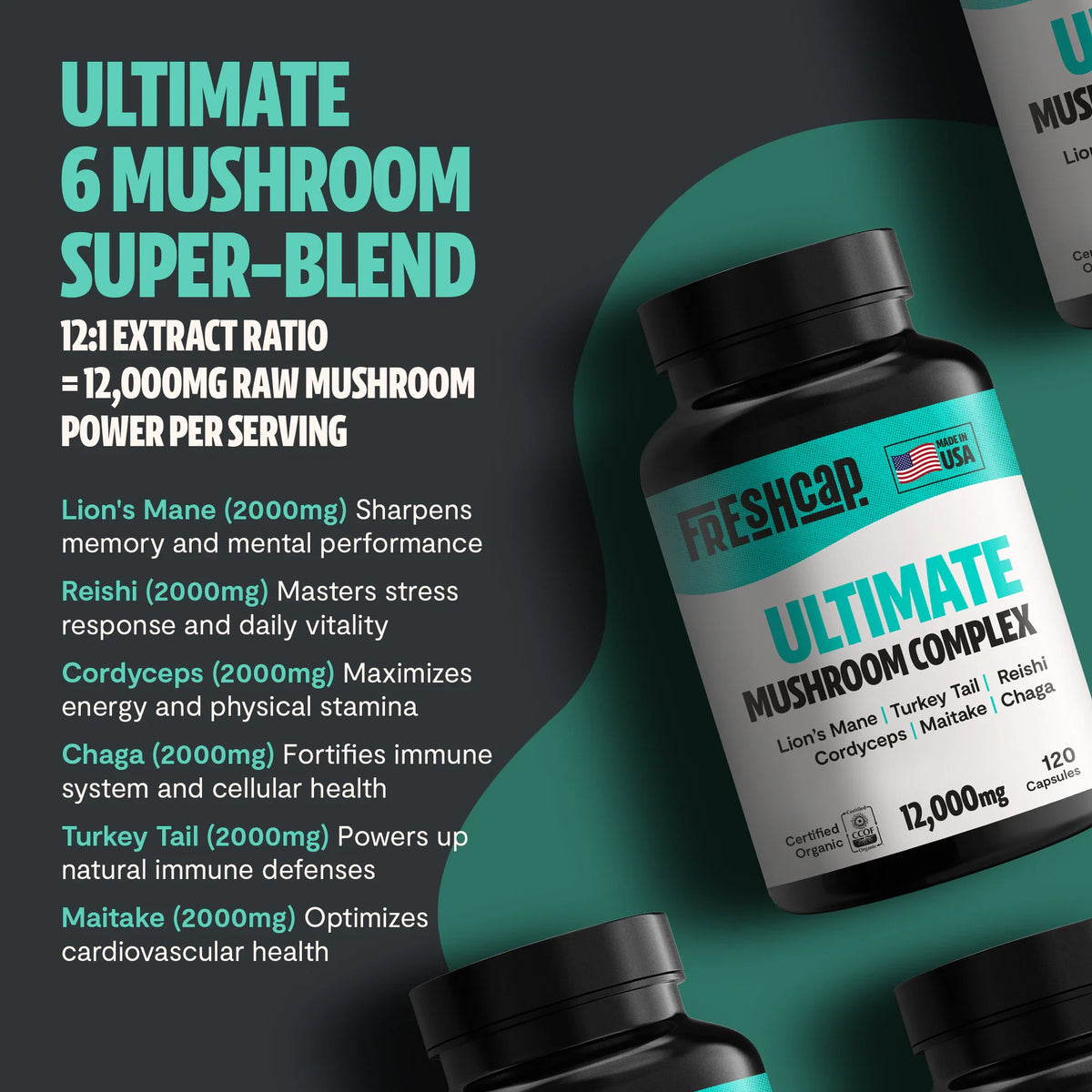 Organic Six-Mushroom Complex Capsules