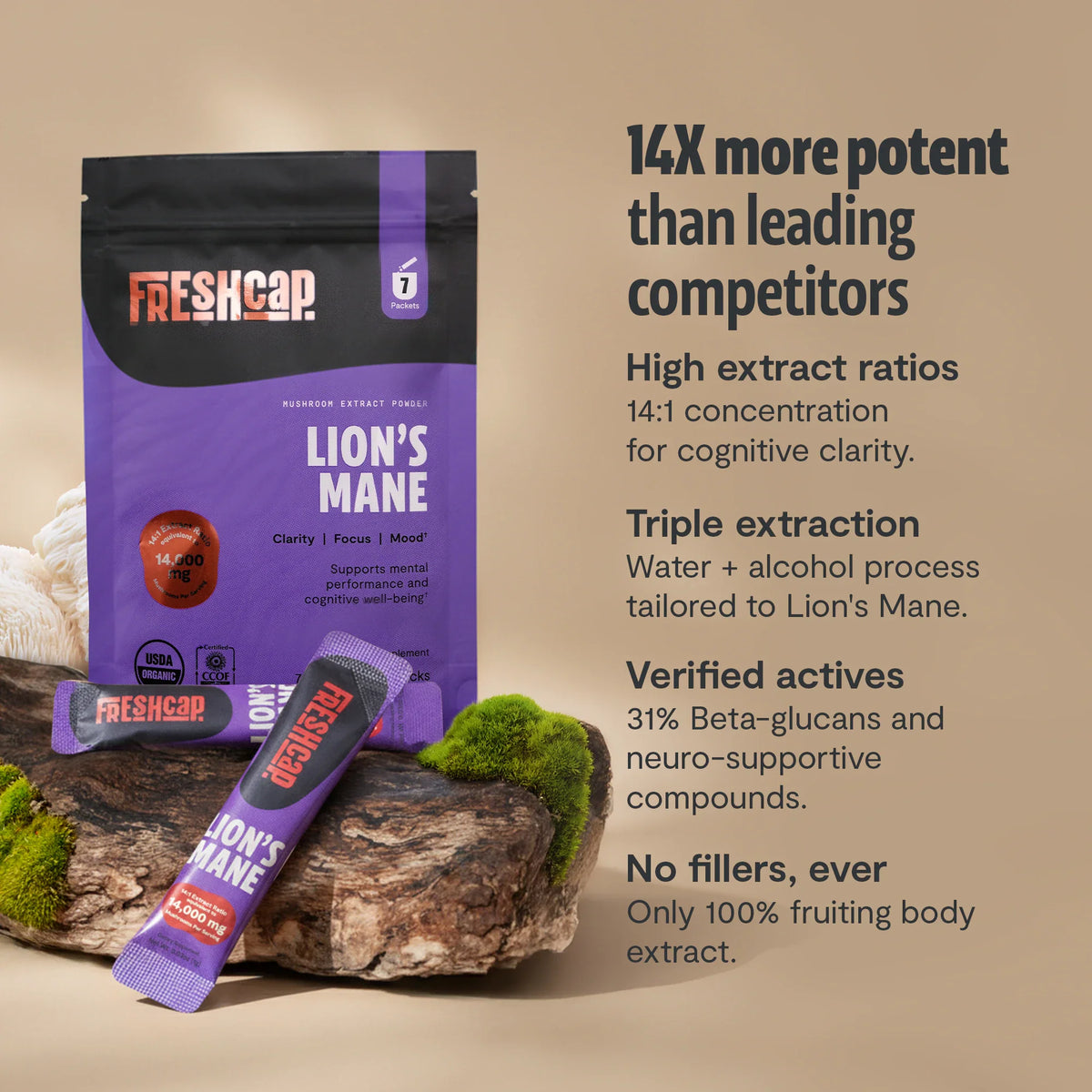 Organic Lion’s Mane Mushroom Powder – 60 Servings