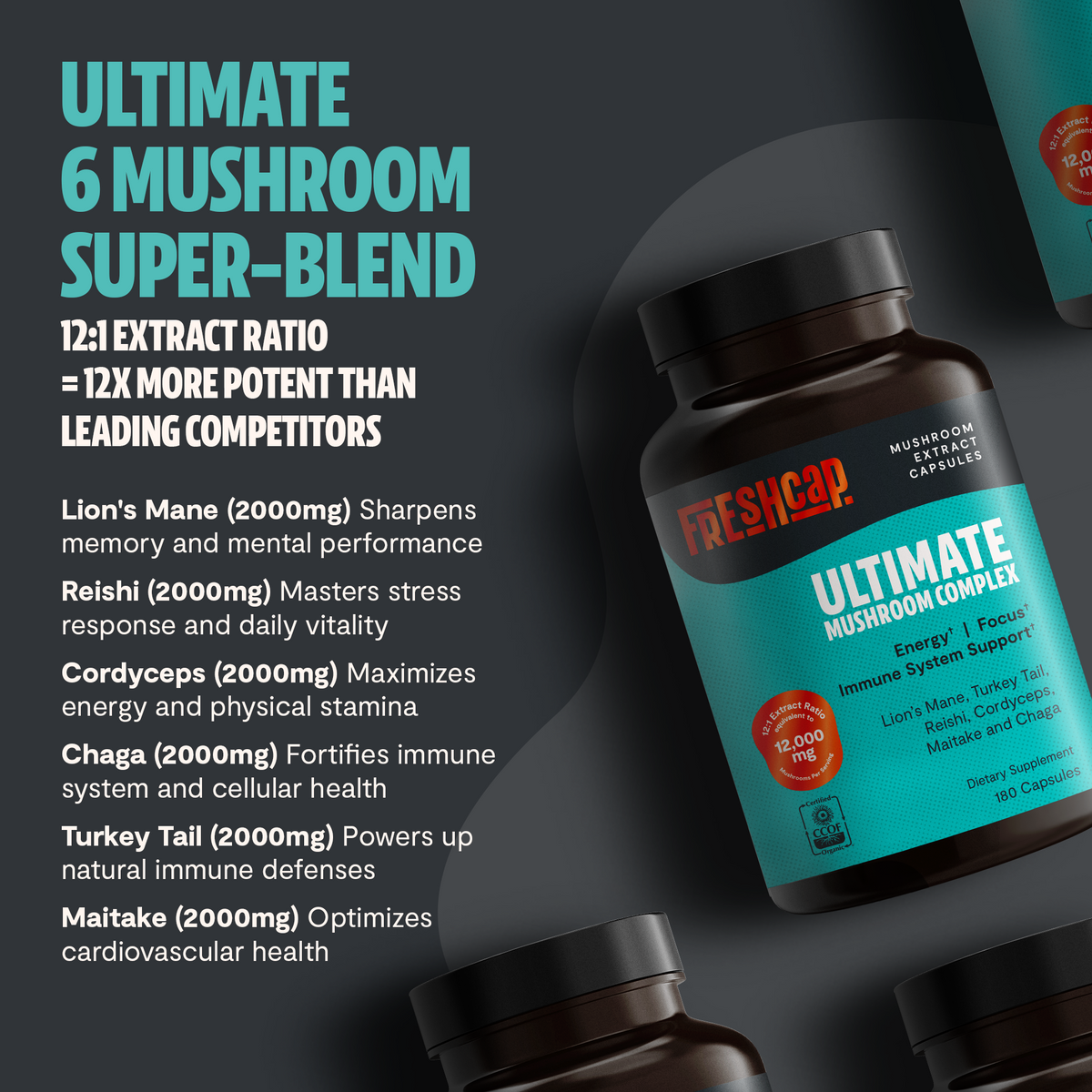 Organic Six-Mushroom Complex Capsules