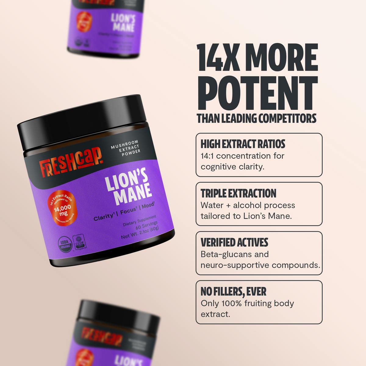 Organic Lion’s Mane Mushroom Powder – 60 Servings