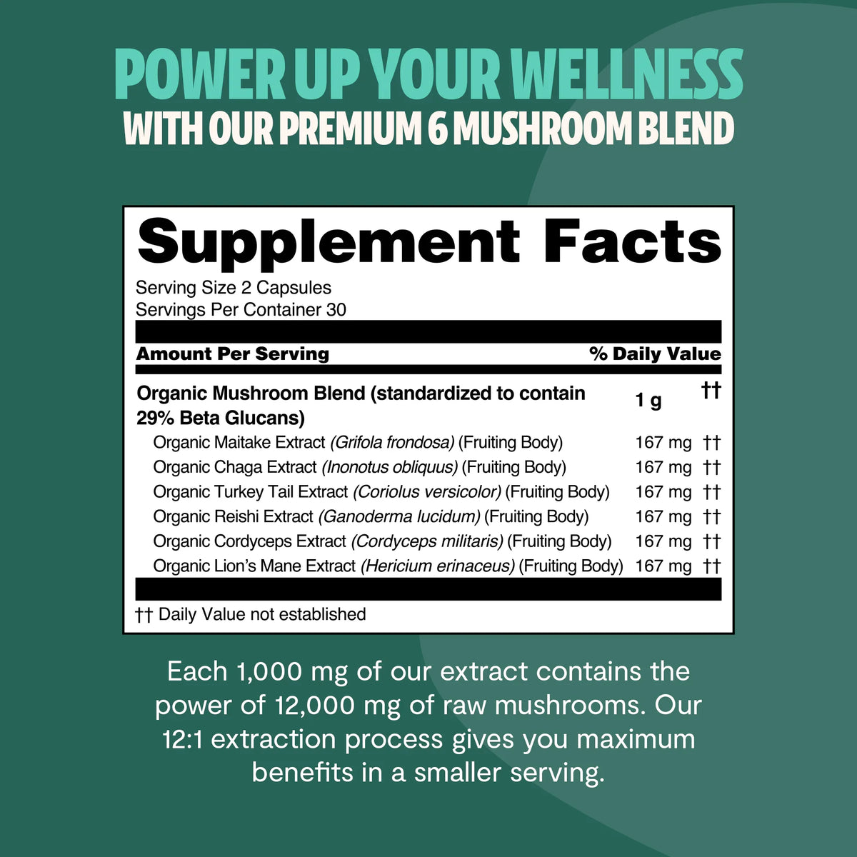 Organic Six-Mushroom Complex Capsules