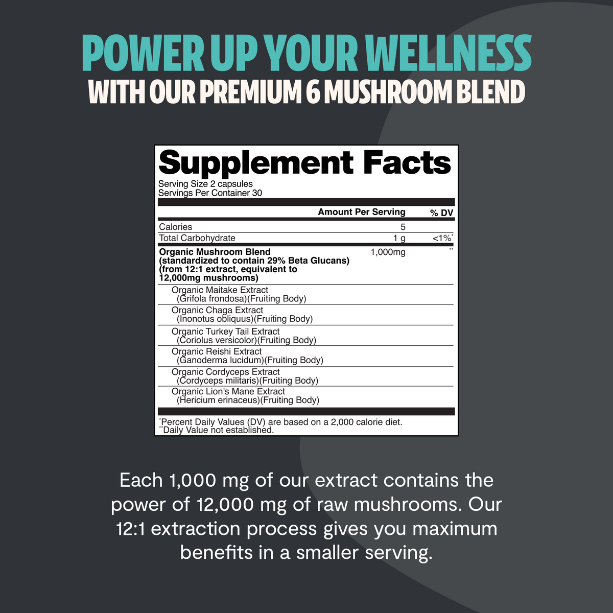 Organic Six-Mushroom Complex Capsules