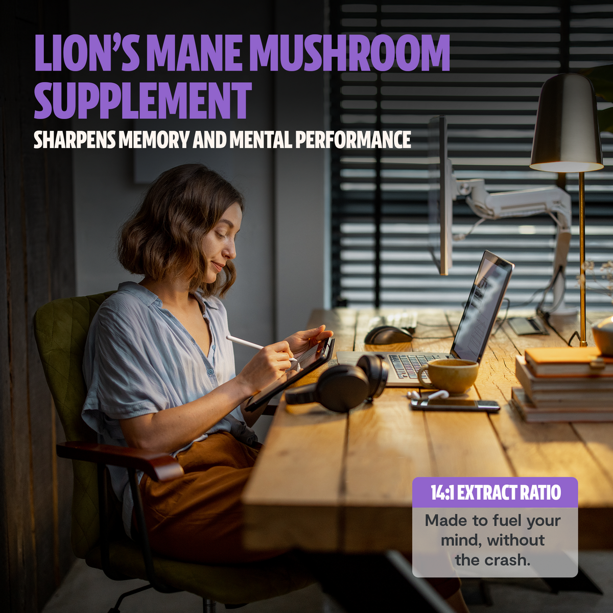 Organic Lion’s Mane Mushroom Powder – 60 Servings