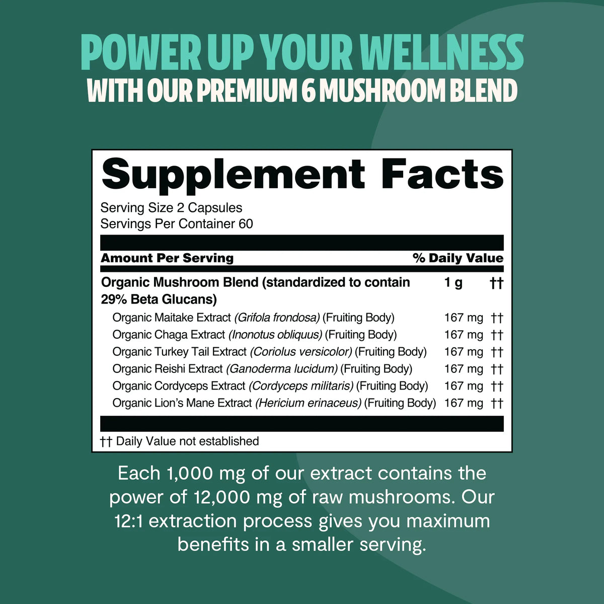 Organic Six-Mushroom Complex Capsules