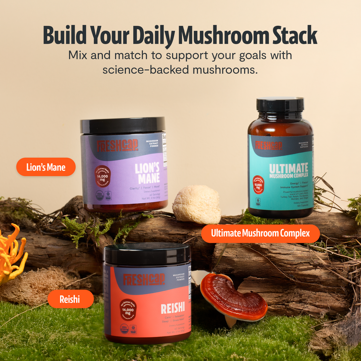 Organic Six-Mushroom Complex Capsules