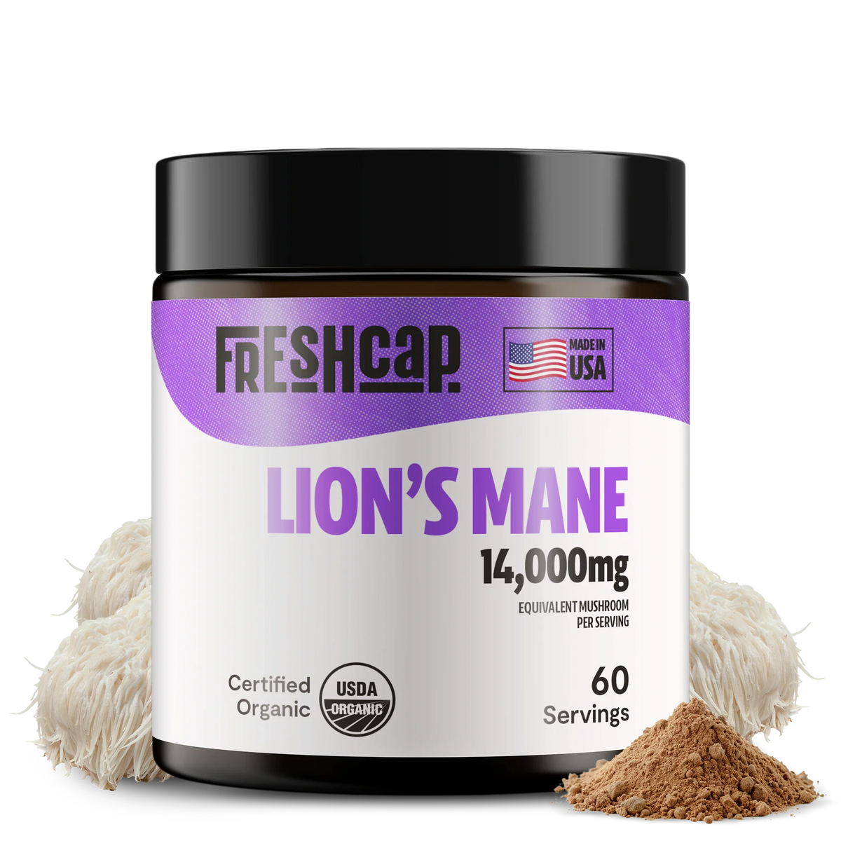 Organic Lion’s Mane Mushroom Powder – 60 Servings