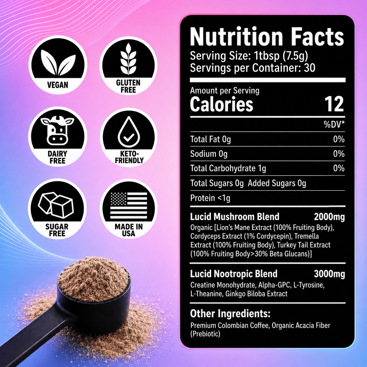 Mushroom Super Coffee with Nootropic Blend