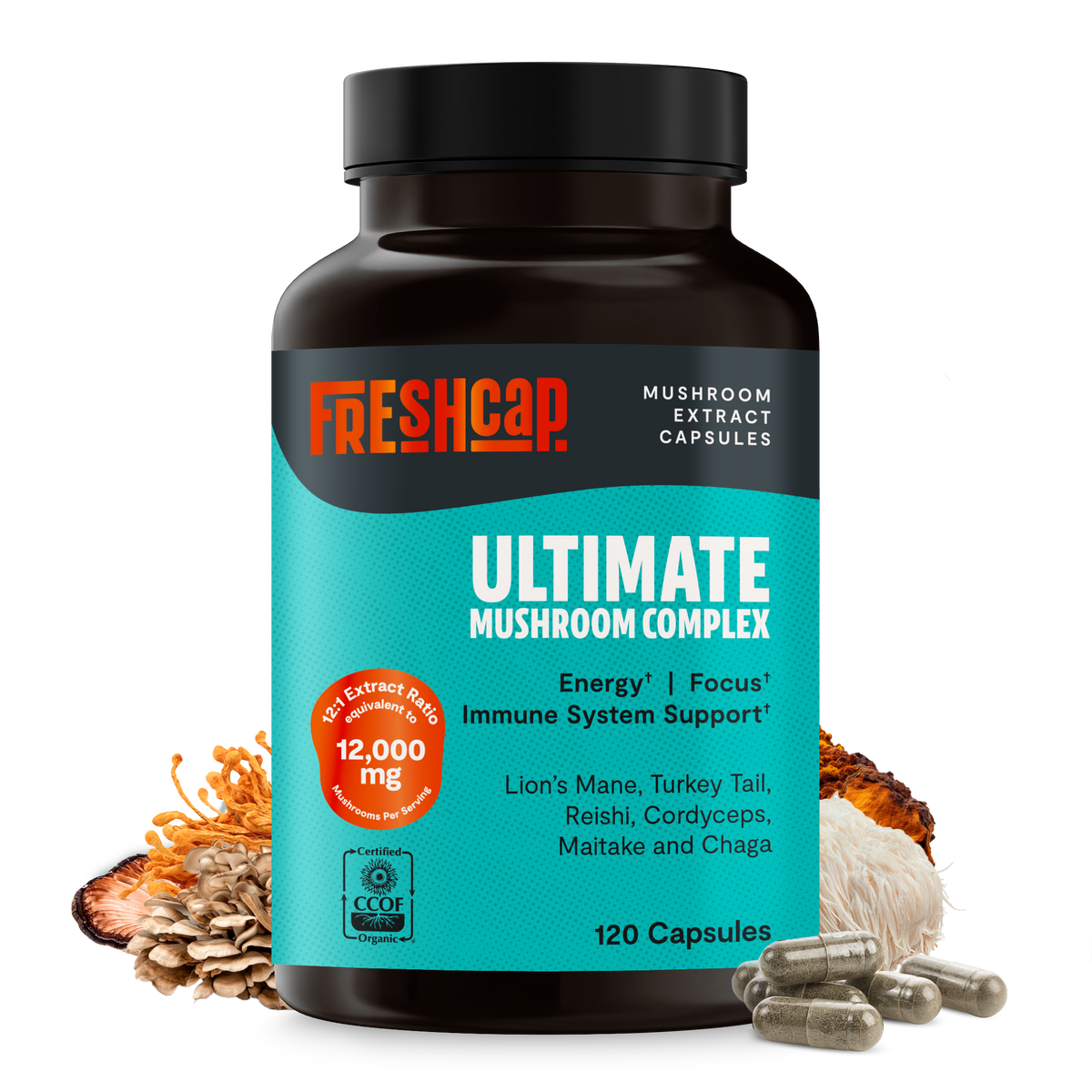 Organic Six-Mushroom Complex Capsules