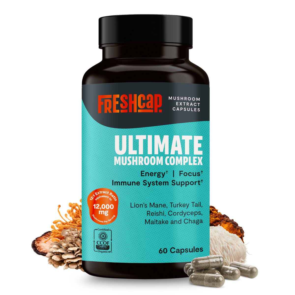 Organic Six-Mushroom Complex Capsules