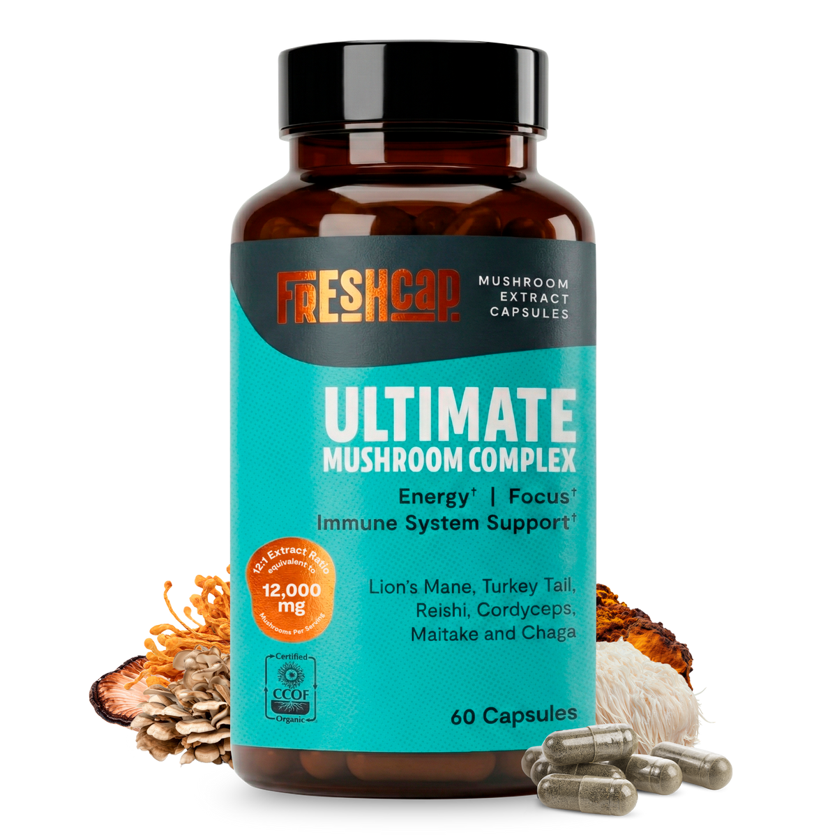 Organic Six-Mushroom Complex Capsules
